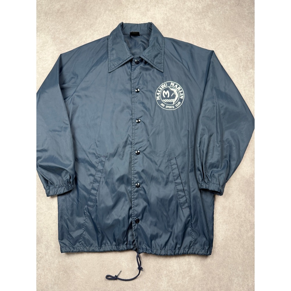 VTG Sports Master Malibu Marlin Coaches Jacket Navy Blue Men S Made in USA SoCal